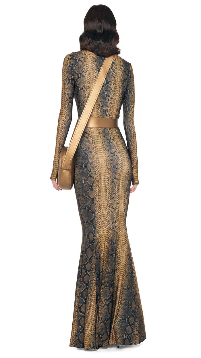 Norma Kamali LONG SLEEVE TURTLE FISHTAIL GOWN