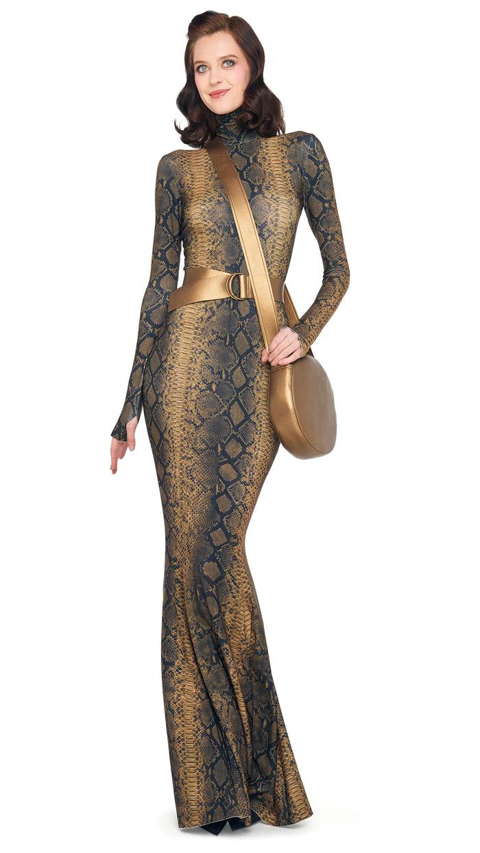 norma kamali LONG SLEEVE TURTLE FISHTAIL GOWN