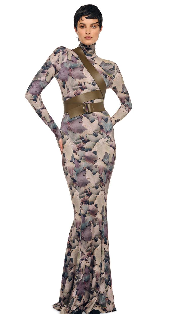 norma kamali LONG SLEEVE TURTLE FISHTAIL GOWN