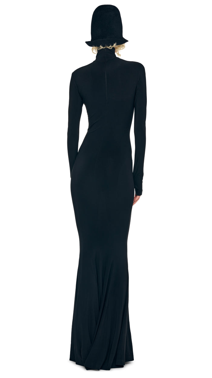 Norma Kamali LONG SLEEVE TURTLE FISHTAIL GOWN