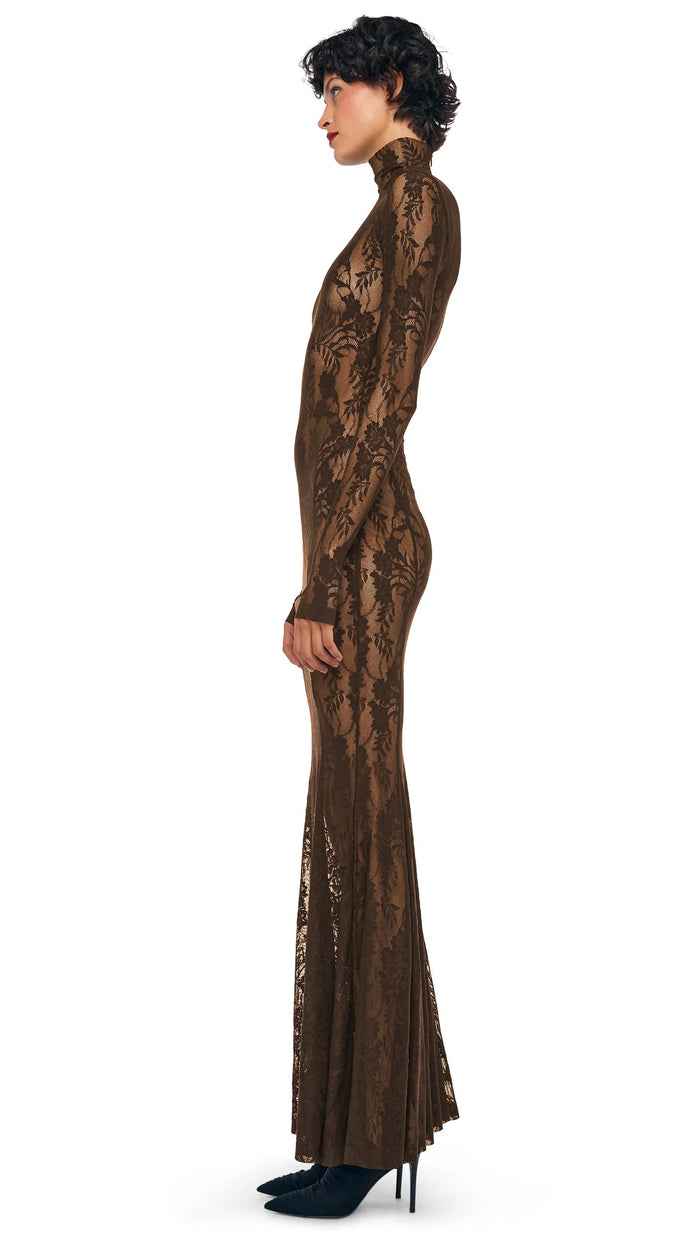 Norma Kamali LONG SLEEVE TURTLE FISHTAIL GOWN