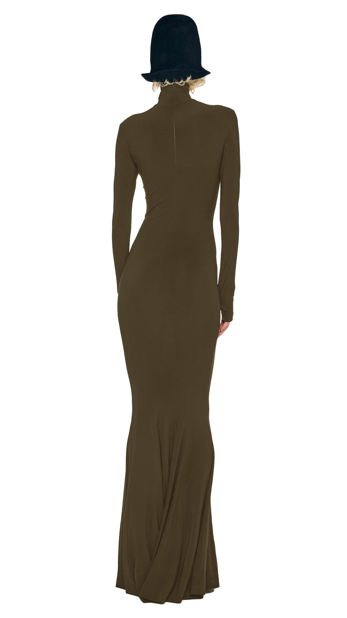 Norma Kamali LONG SLEEVE TURTLE FISHTAIL GOWN