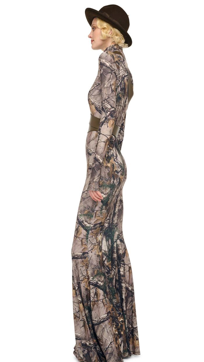 Norma Kamali LONG SLEEVE TURTLE FISHTAIL GOWN