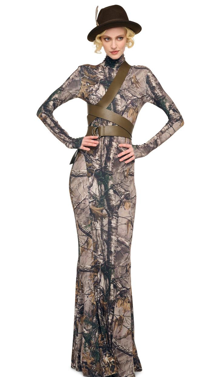 Norma Kamali LONG SLEEVE TURTLE FISHTAIL GOWN