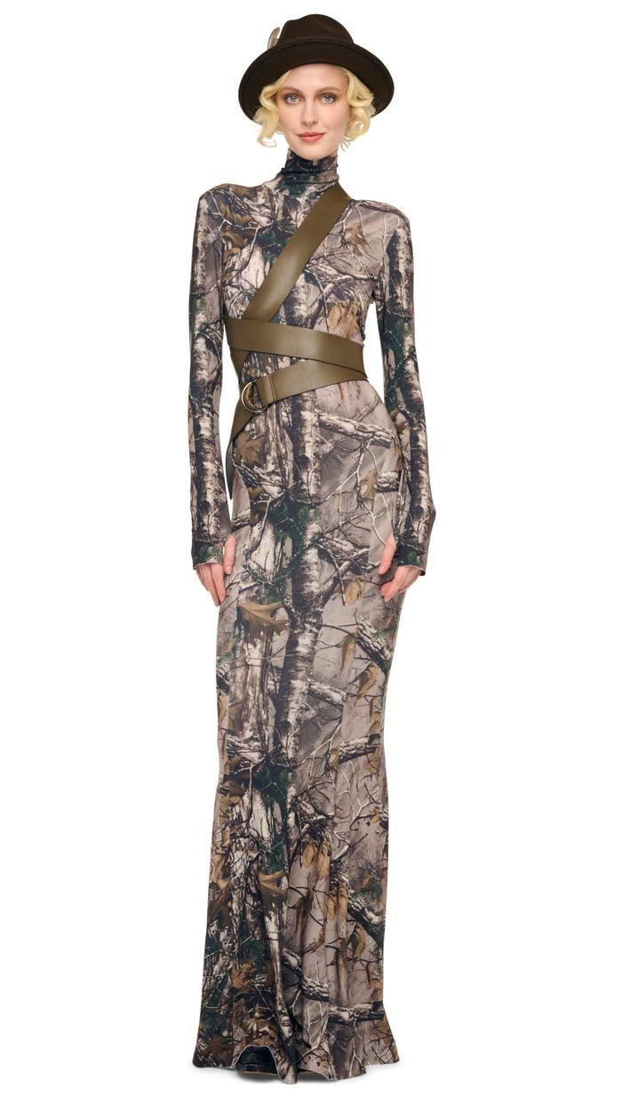 norma kamali LONG SLEEVE TURTLE FISHTAIL GOWN