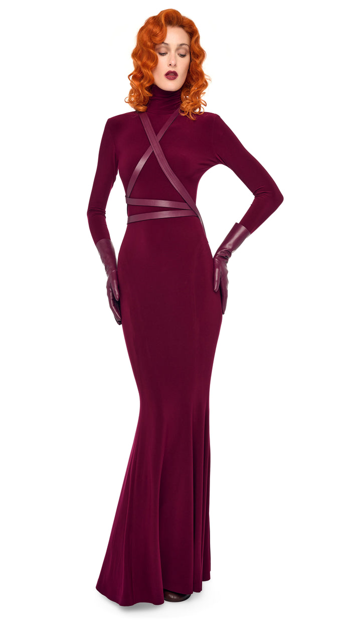 Norma Kamali LONG SLEEVE TURTLE FISHTAIL GOWN