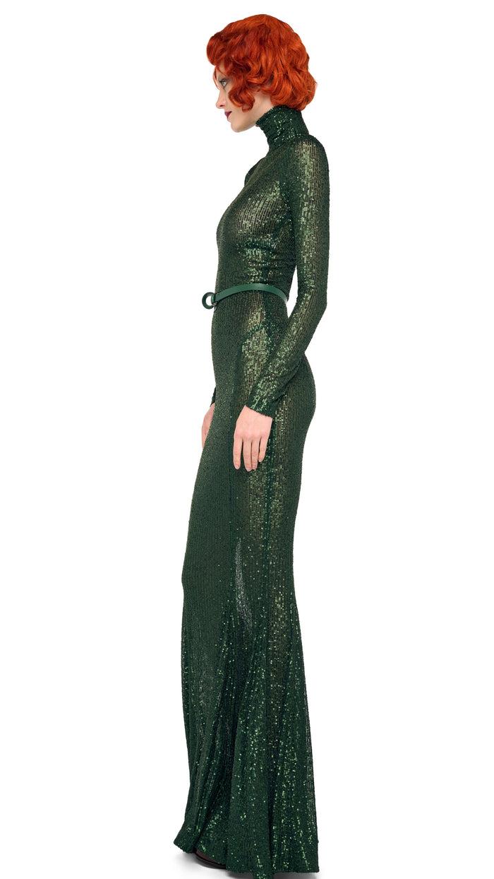 Norma Kamali LONG SLEEVE TURTLE FISHTAIL GOWN