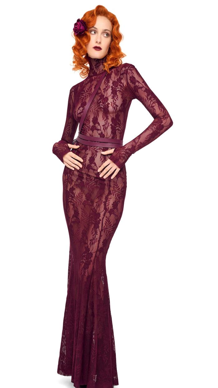 Norma Kamali LONG SLEEVE TURTLE FISHTAIL GOWN