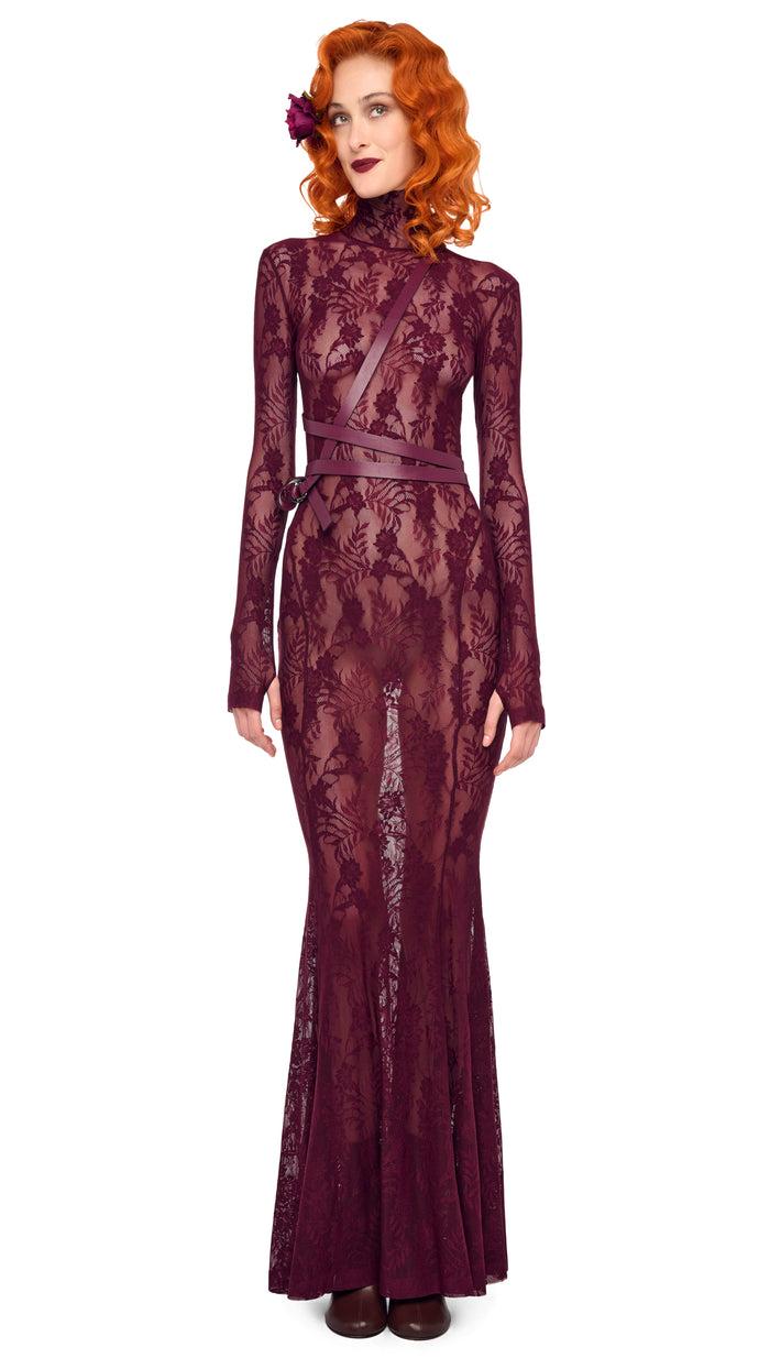 norma kamali LONG SLEEVE TURTLE FISHTAIL GOWN