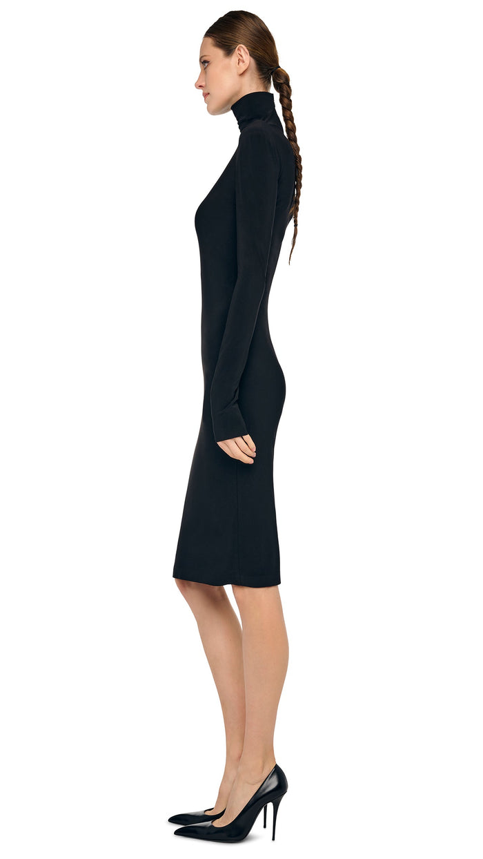 Norma Kamali LONG SLEEVE TURTLENECK DRESS TO KNEE
