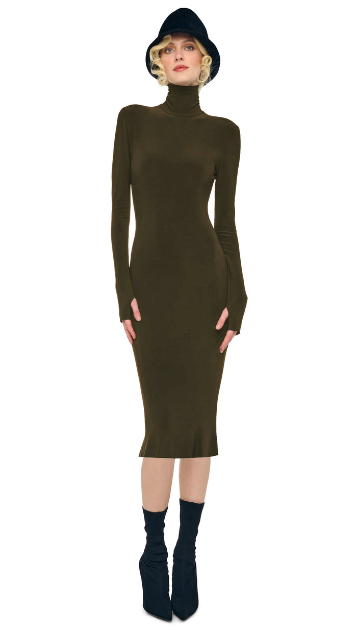 norma kamali LONG SLEEVE TURTLENECK DRESS