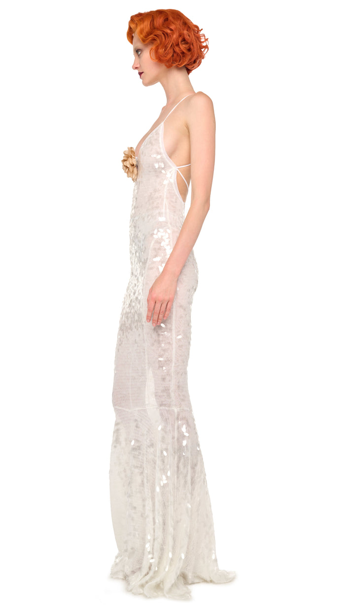 Norma Kamali LOW BACK FARA SLIP FISHTAIL GOWN