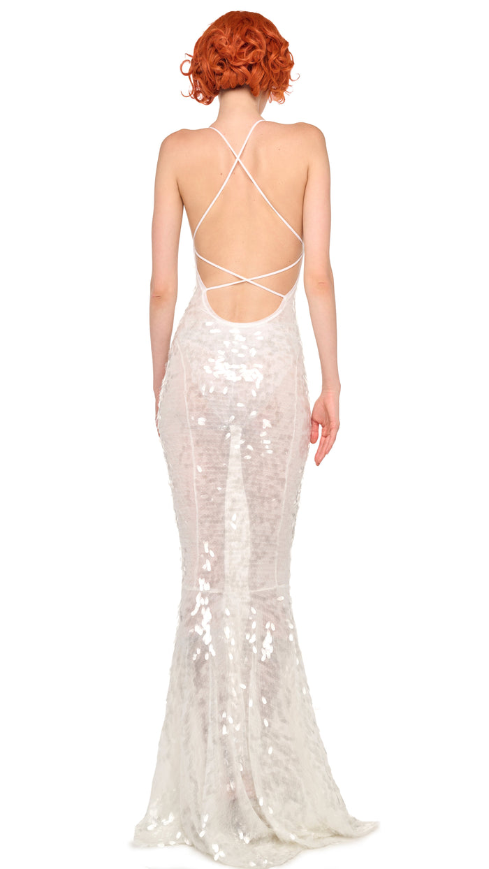 Norma Kamali LOW BACK FARA SLIP FISHTAIL GOWN