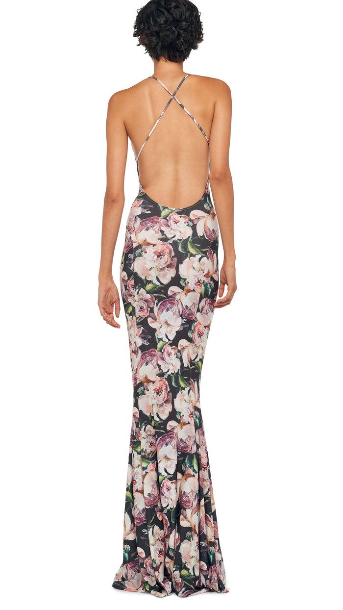 Norma Kamali LOW BACK SLIP FISHTAIL GOWN
