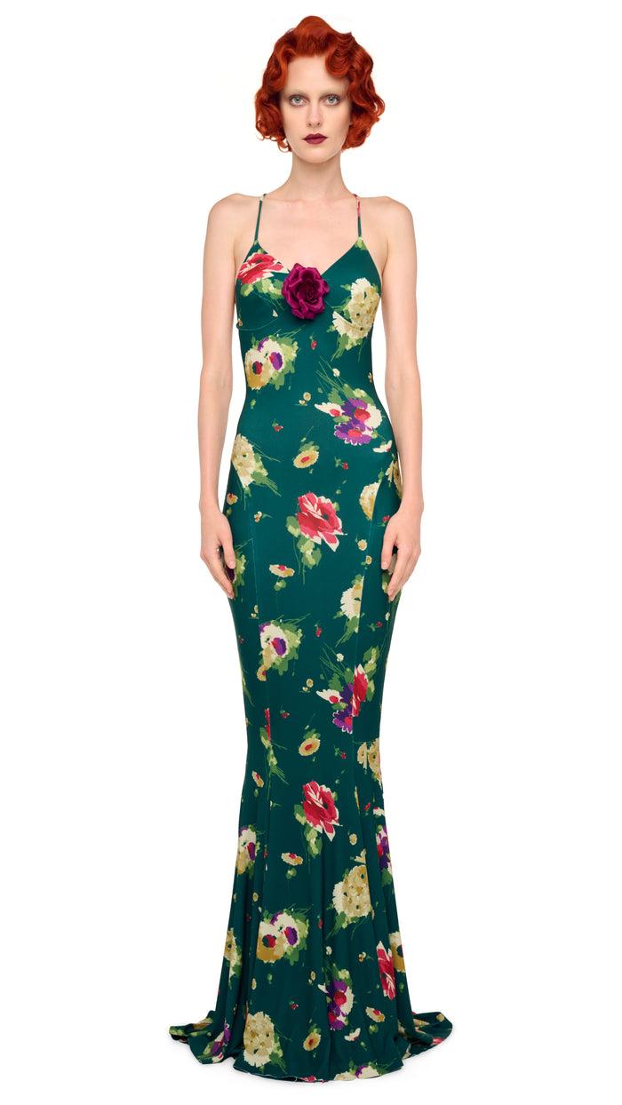 Norma Kamali LOW BACK SLIP FISHTAIL GOWN