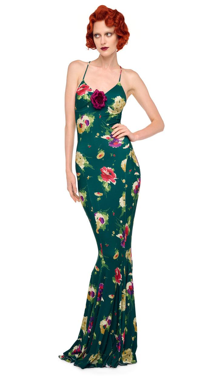 norma kamali LOW BACK SLIP FISHTAIL GOWN