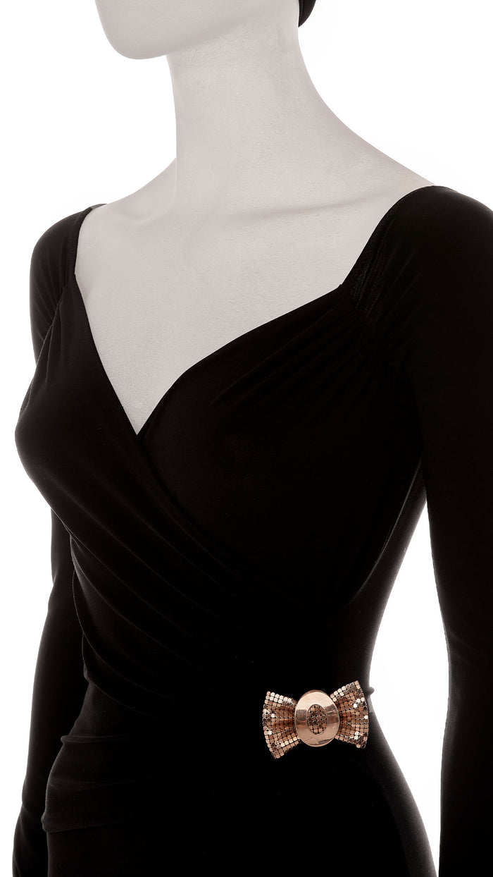 Norma Kamali MESH BRASS BOW BROOCH