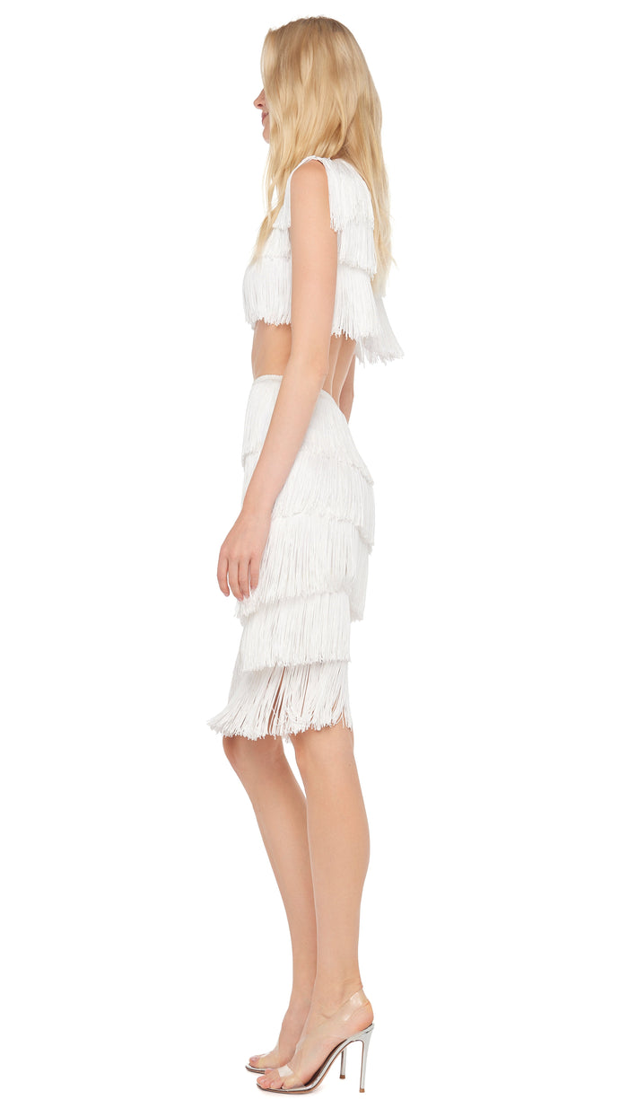 Norma Kamali MIDRIFF SLEEVELESS FRINGE TEE