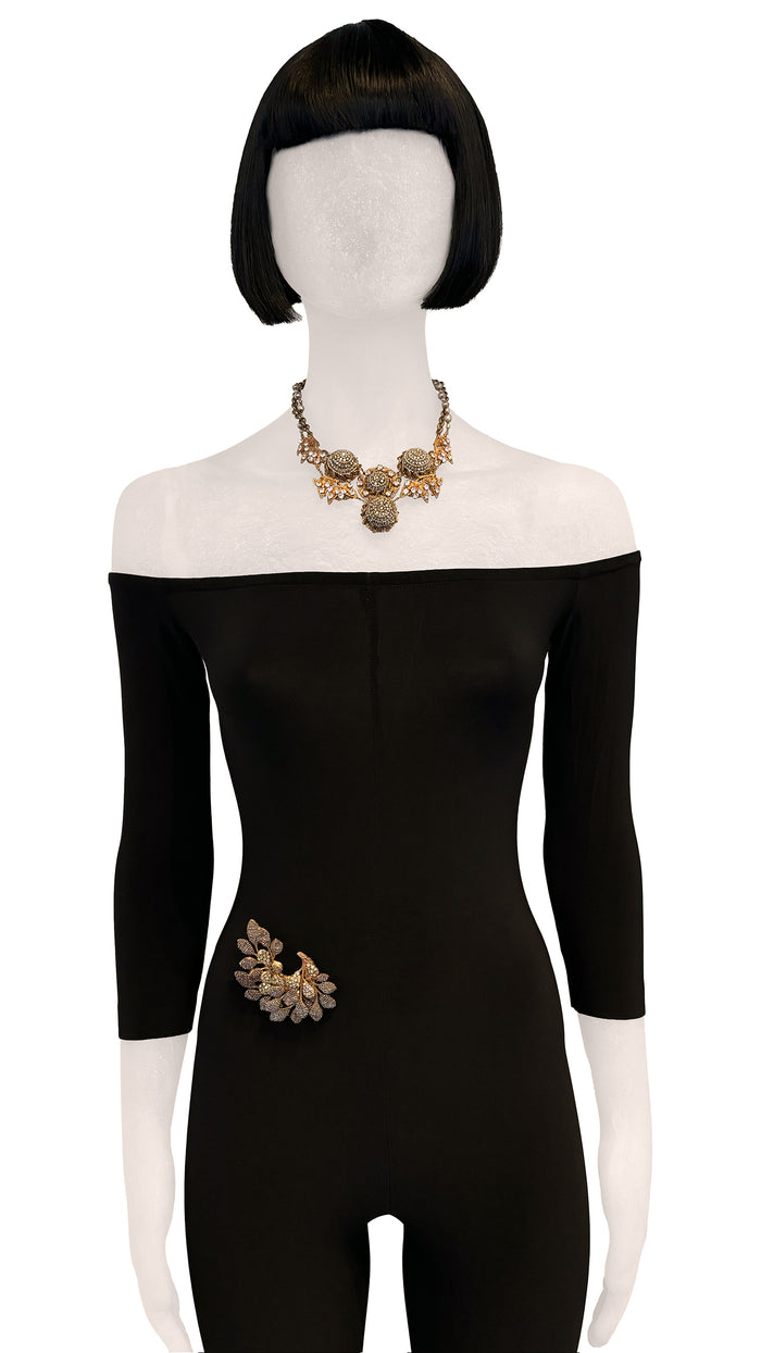 norma kamali MIRIAM HASKELL STONE/BRASS NECKLACE