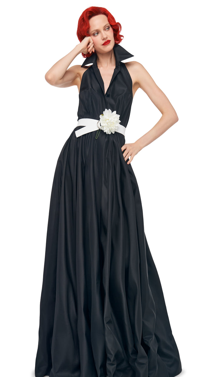 Norma Kamali NK HALTER FLARED GOWN