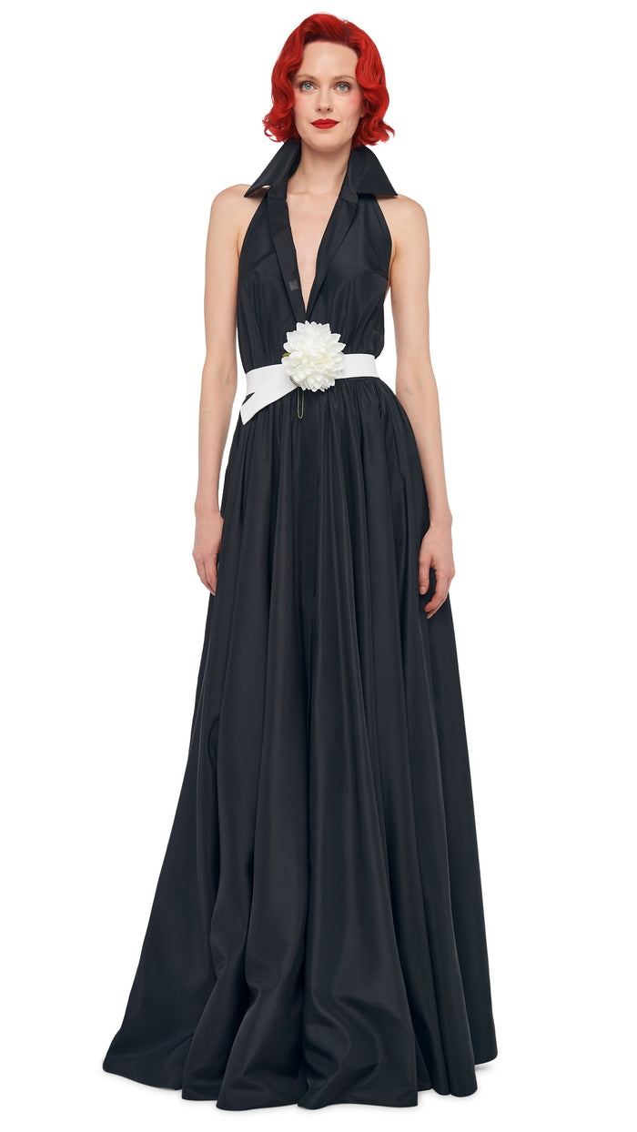 norma kamali NK HALTER FLARED GOWN