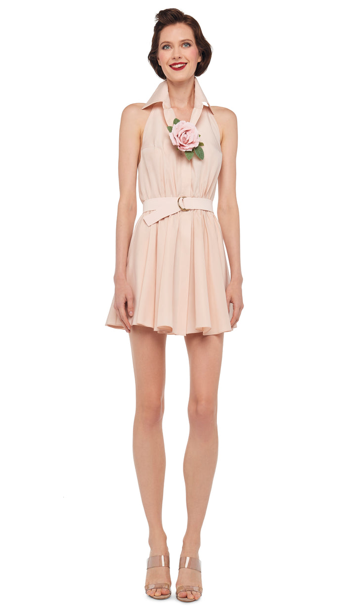 Norma Kamali NK HALTER FLARED MINI DRESS