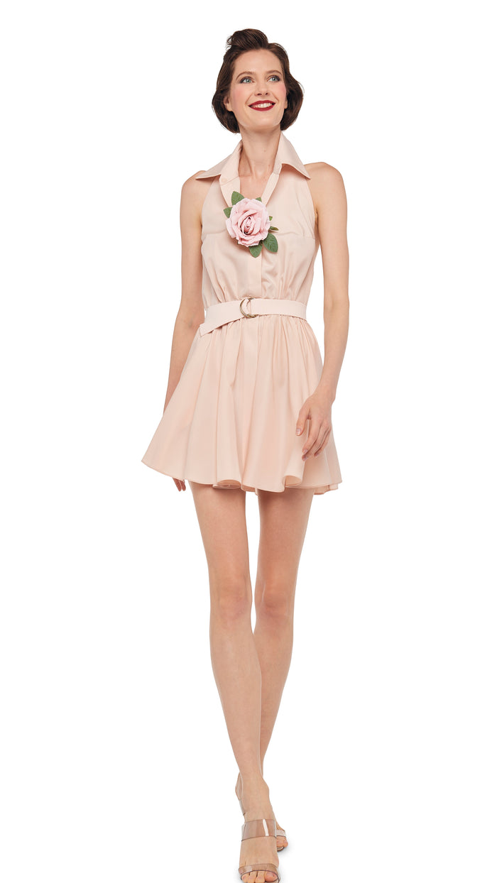 norma kamali NK HALTER FLARED MINI DRESS