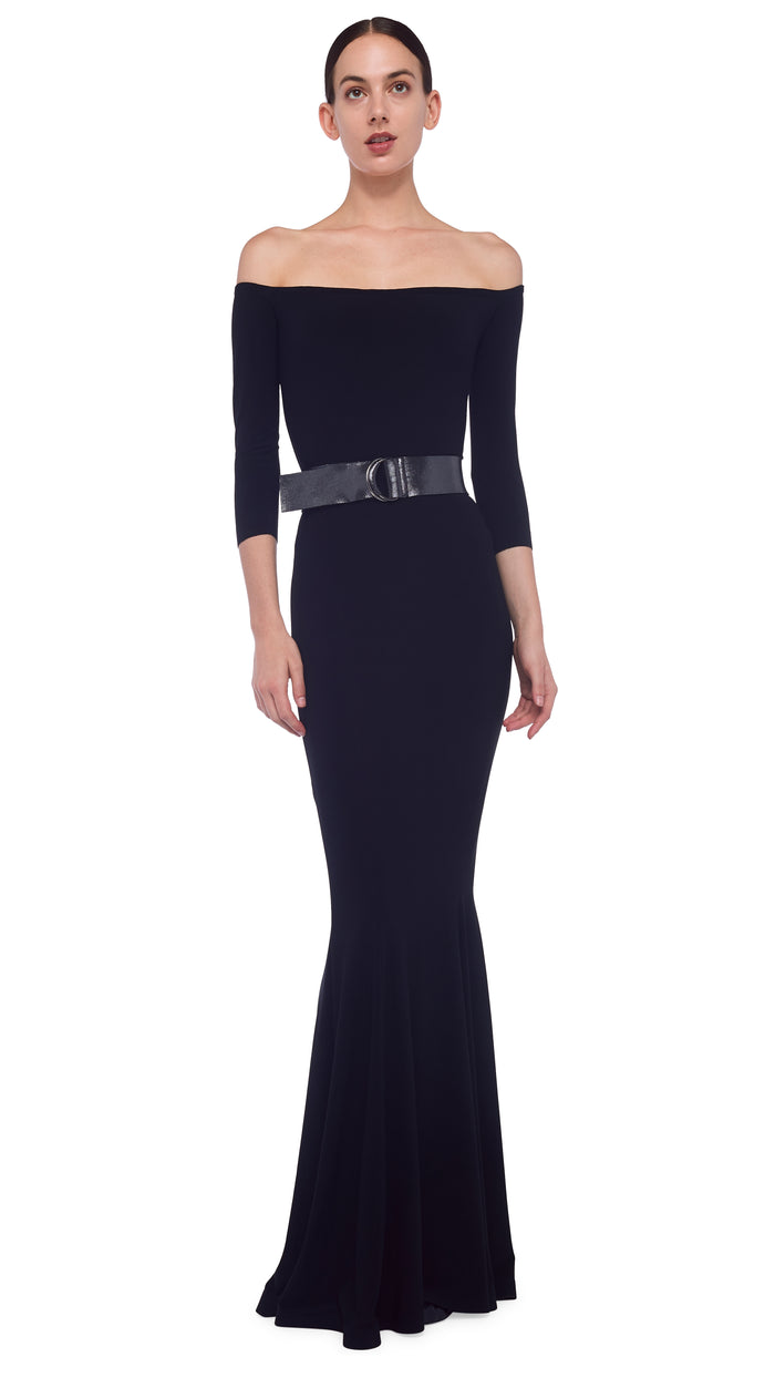 norma kamali OFF SHOULDER FISHTAIL GOWN