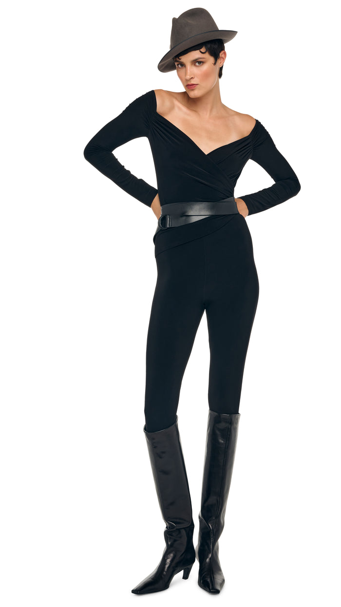 norma kamali OFF SHOULDER SWEETHEART CATSUIT