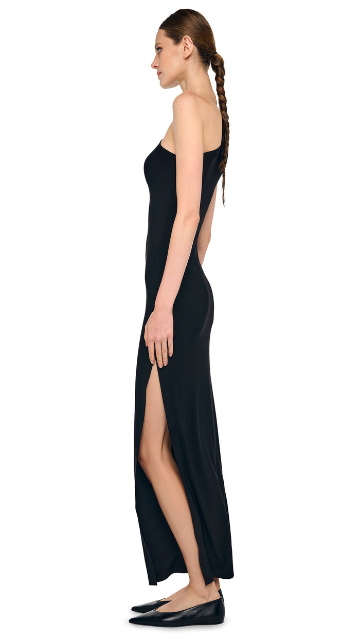 Norma Kamali ONE SHOULDER LONG DRESS W/ SIDE SLIT