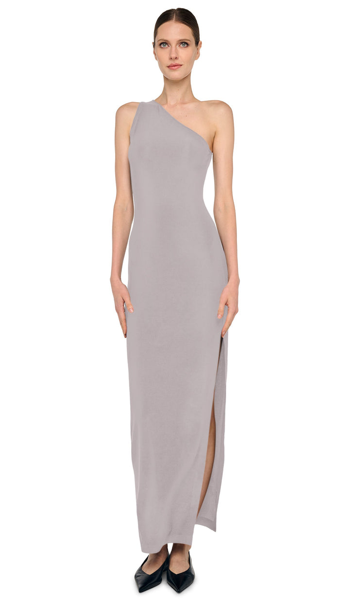 norma kamali ONE SHOULDER LONG DRESS W/ SIDE SLIT