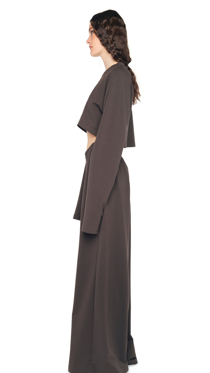 Norma Kamali OS RAGLAN SLEEVE CROPPED TOP