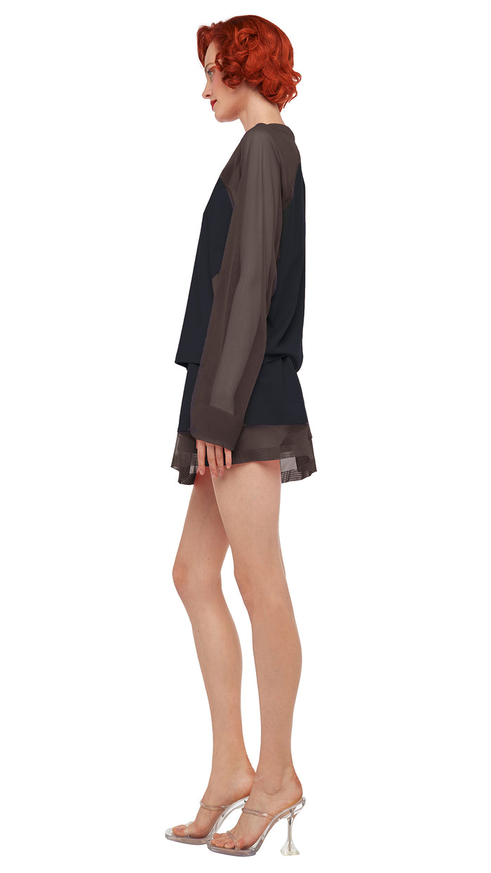 Norma Kamali OS RAGLAN SLEEVE TOP W/ MESH