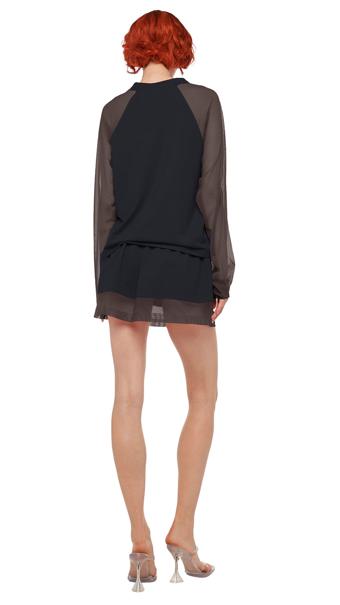 Norma Kamali OS RAGLAN SLEEVE TOP W/ MESH