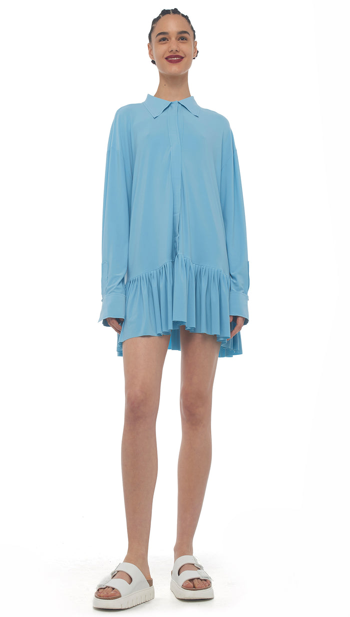 norma kamali OVERSIZE BF RUFFLE NK SHIRT
