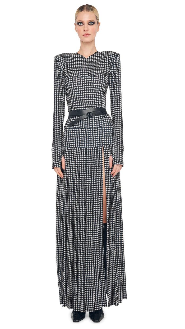 Norma Kamali PLEATED LONG SKIRT WITH SLIT