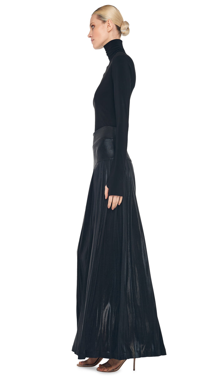 Norma Kamali PLEATED LONG SKIRT WITH SLIT