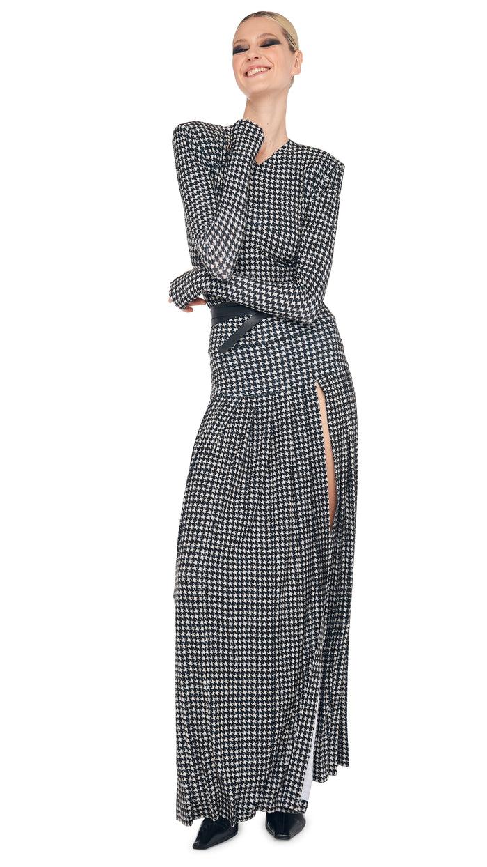 norma kamali PLEATED LONG SKIRT WITH SLIT
