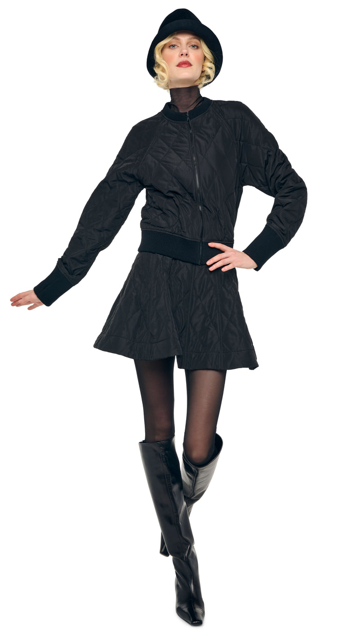 Norma Kamali QUILTED SHORT BOMBER JACKET