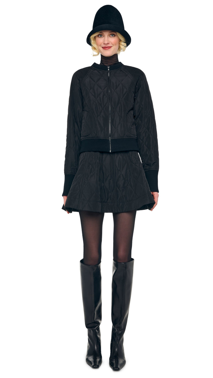 norma kamali QUILTED SHORT BOMBER JACKET