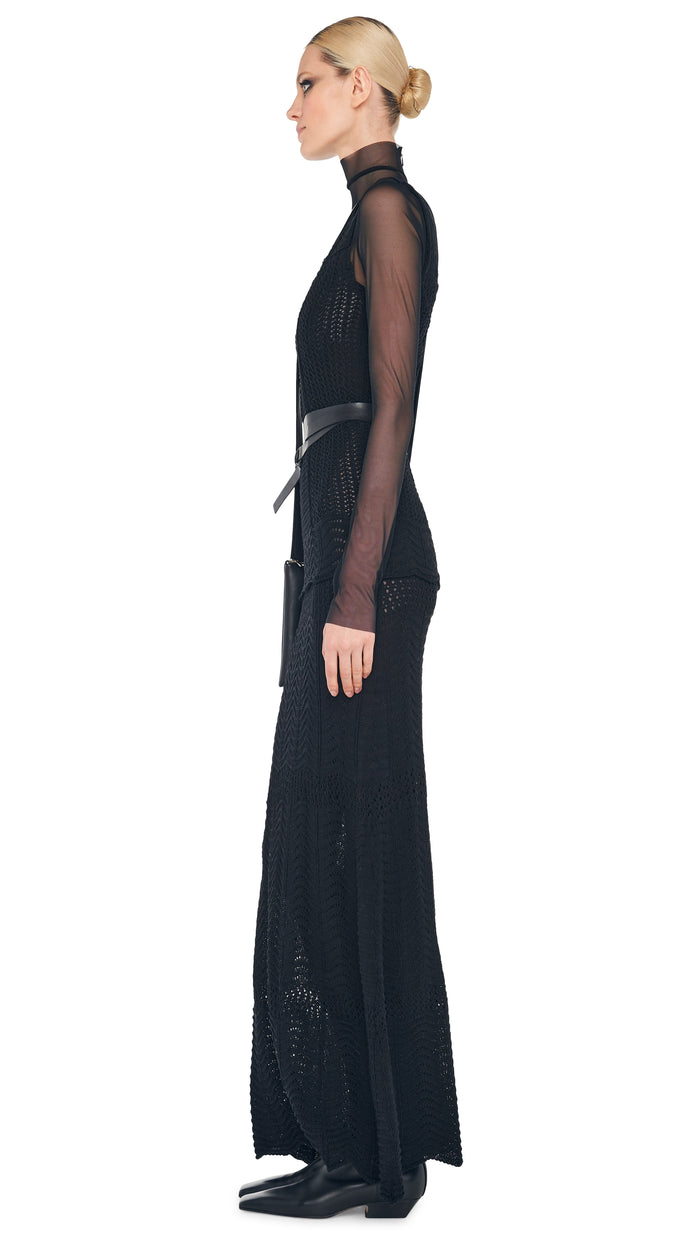 Norma Kamali SCOOP NECK TANK CROCHET LONG DRESS