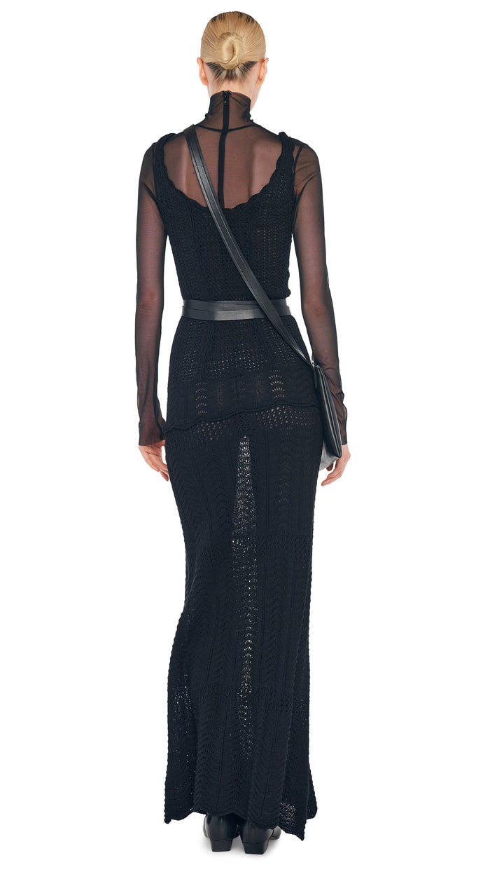 Norma Kamali SCOOP NECK TANK CROCHET LONG DRESS