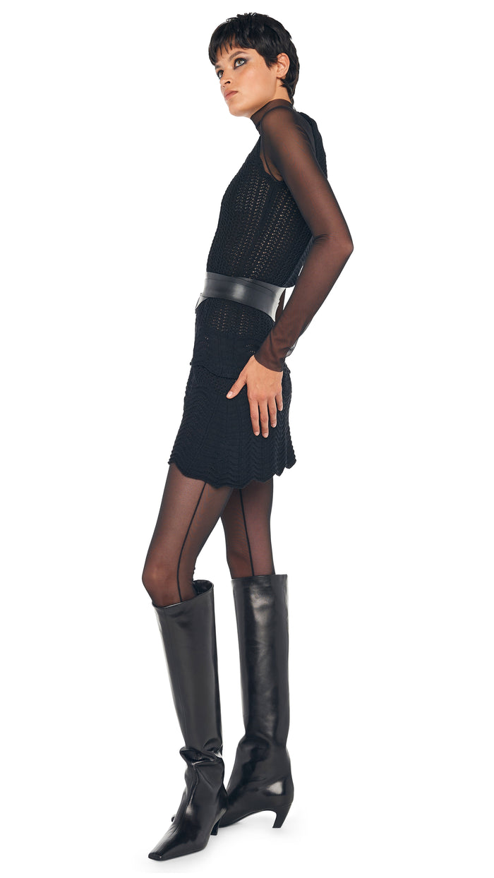 Norma Kamali SCOOP NECK TANK CROCHET MINI DRESS