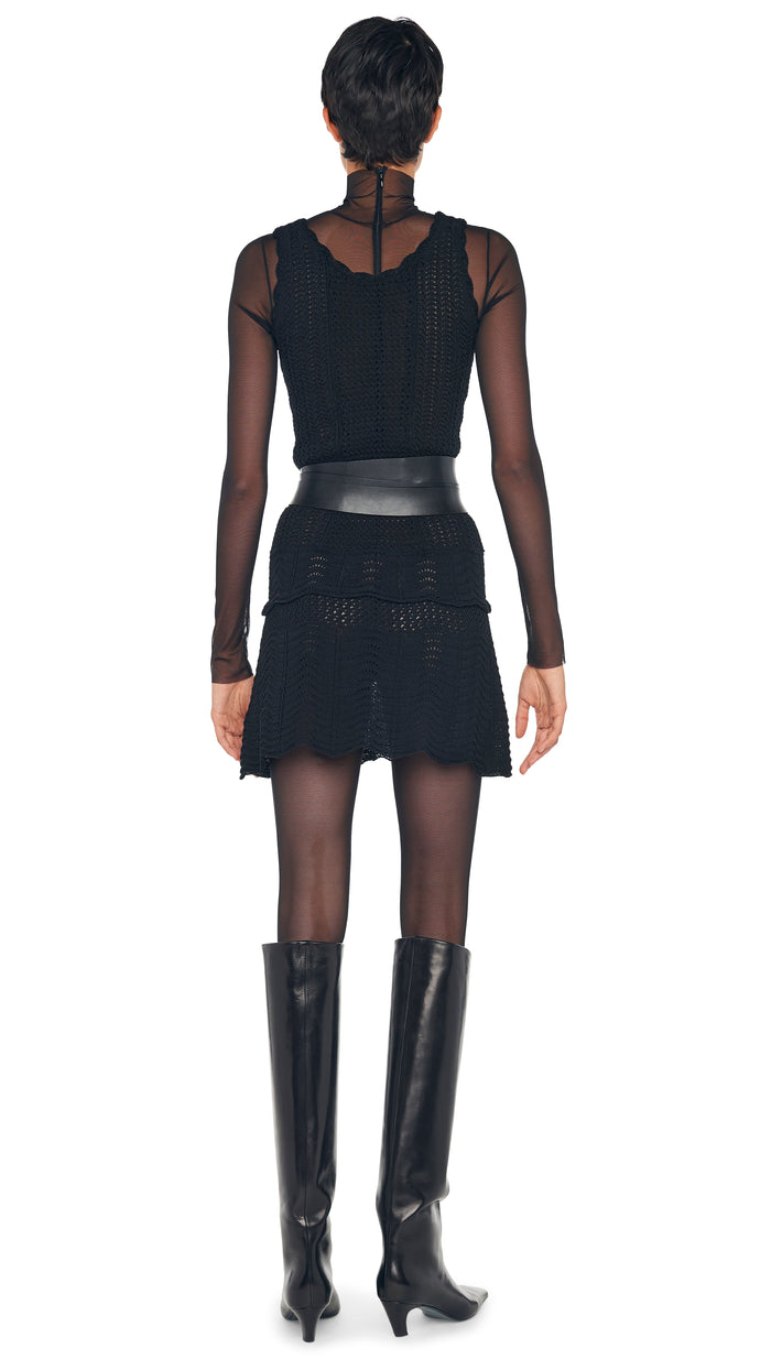 Norma Kamali SCOOP NECK TANK CROCHET MINI DRESS