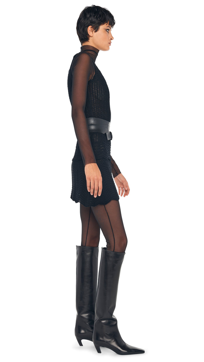 Norma Kamali SCOOP NECK TANK CROCHET MINI DRESS