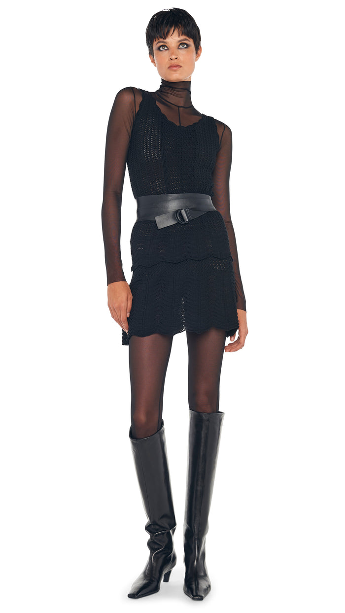 norma kamali SCOOP NECK TANK CROCHET MINI DRESS