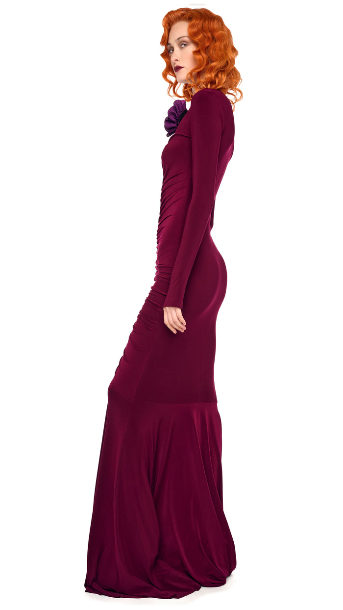 Norma Kamali SHIRRED FRONT FISHTAIL GOWN