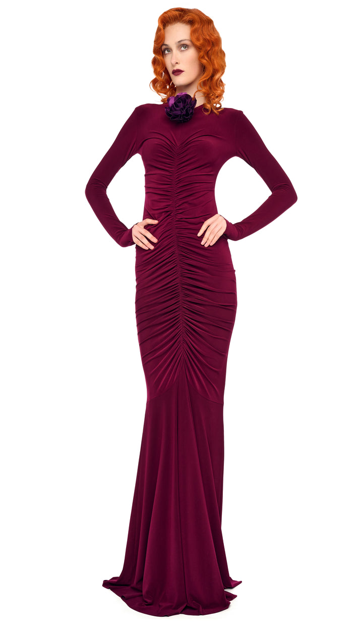 norma kamali SHIRRED FRONT FISHTAIL GOWN