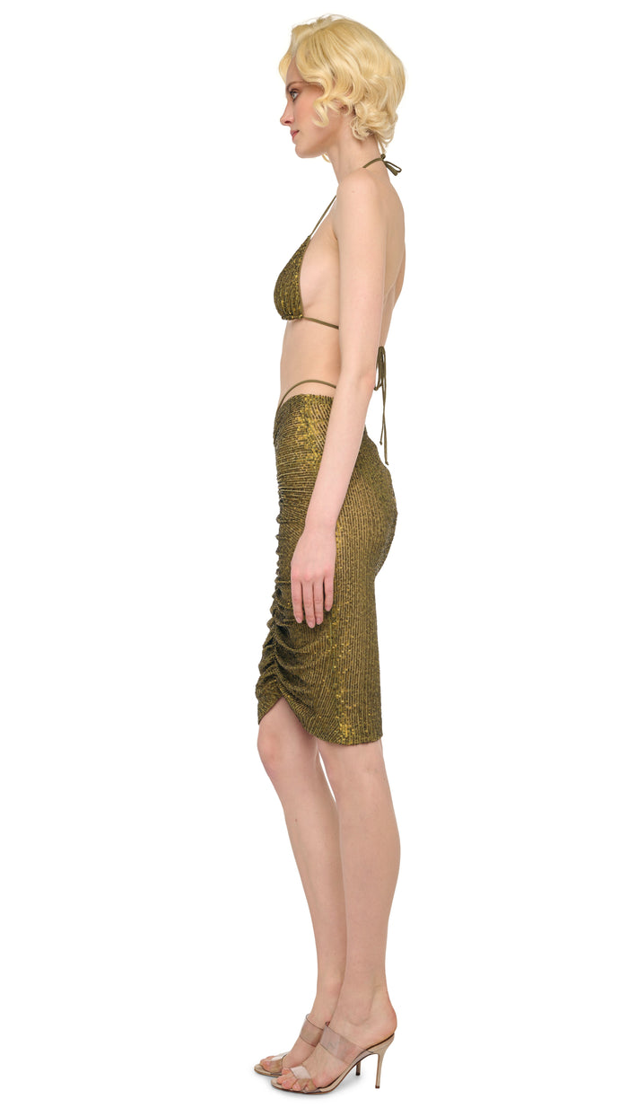 Norma Kamali SHIRRED FRONT SKIRT TO KNEE