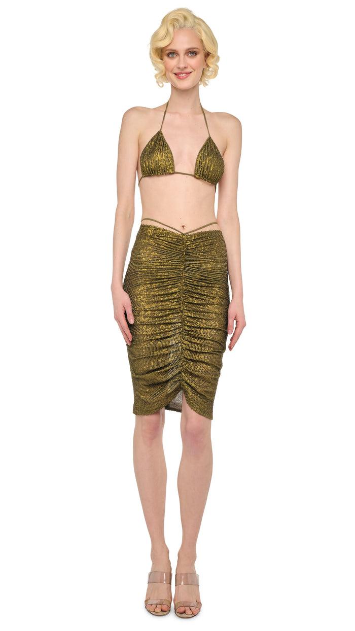 Norma Kamali SHIRRED FRONT SKIRT TO KNEE